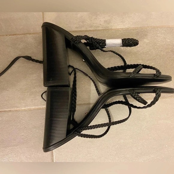 RAYE Melissa Braided Leather Heels Black Size 9 - Picture 5 of 7